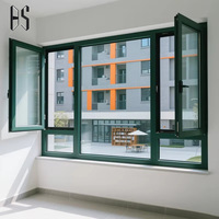 Ventana Abatible de Marco Delgado con Certificación ISO 9001, Resistente a Huracanes, Aislamiento Acústico, Ventanas de Aluminio con Apertura Interior