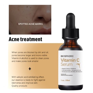 Sérum Visage Anti-Acné et Éclaircissant 4-en-1 à la Vitamine C et Niacinamide, Peeling Thaïlandais, Réduction des Pores, Marque Privée - Product Image 3