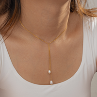 Colliers en acier inoxydable plaqué or 18 carats, imitation perle, bijoux de luxe légers pour femmes, vente en gros