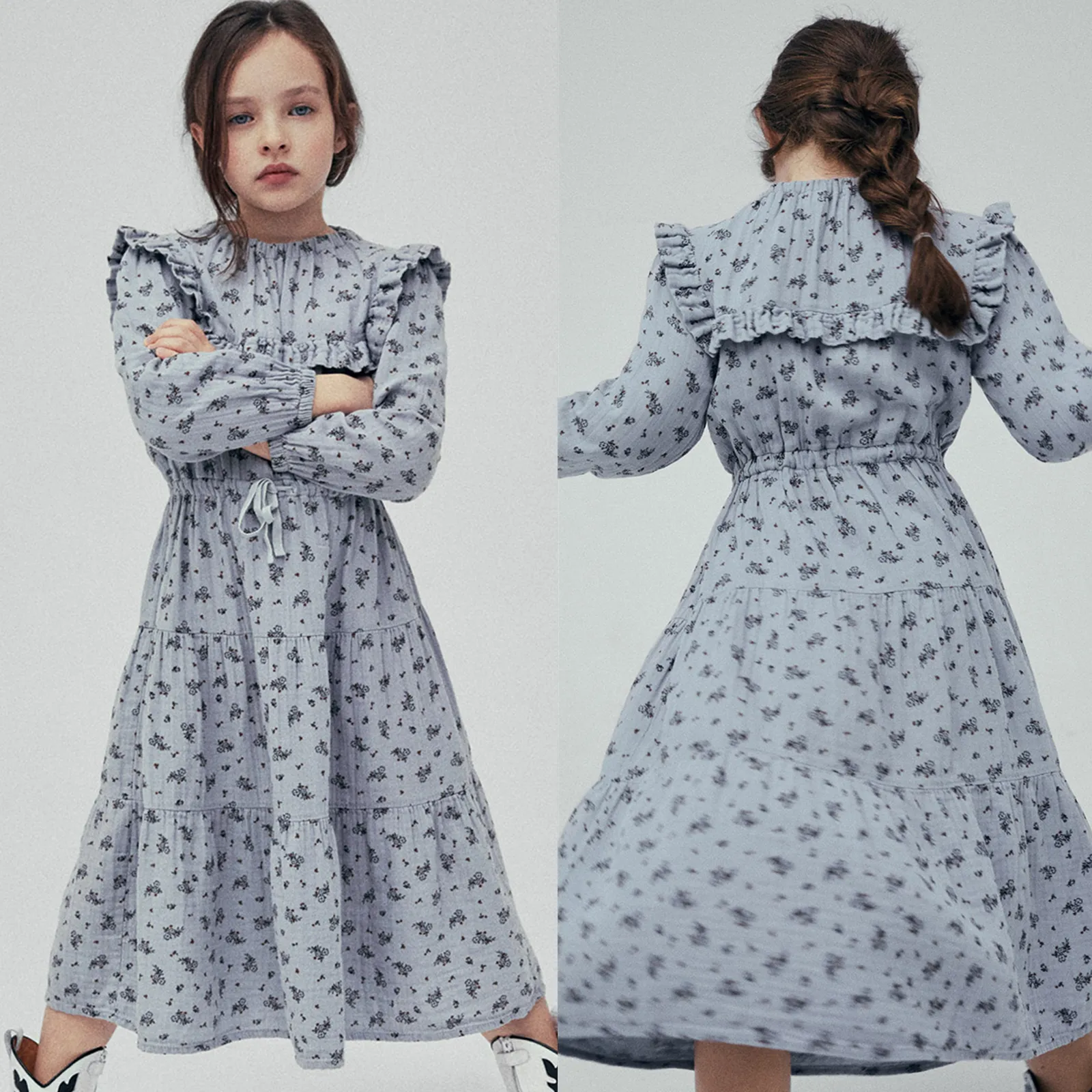 Top Sale ISO Certificate Competitive Price Children Wholesale Fashion Designer Soft Blue Dress Flower Girl