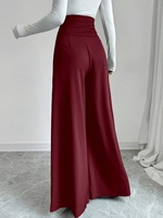 Pantalon élégant taille haute pour femme, coupe large, effet ventre plat, avec poches latérales, couleur unie, idéal pour le bureau et le quotidien professionnel