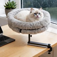Hamac pour chat amovible à fixer sur le bureau, 360° °   Lit rotatif à hauteur réglable avec fourrure douce