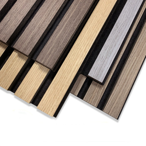 Paneles de pared de listones a prueba de sonido para Decoración de casa, 2440x600x22mm, <span class=keywords><strong>madera</strong></span> de <span class=keywords><strong>roble</strong></span> nogal gris <span class=keywords><strong>claro</strong></span> para sala de estar e Interior de Hotel - Product Image 1