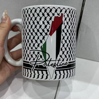 Vente en gros de tasses à café personnalisées avec design Keffiyeh, 330 ml, tasse en céramique avec drapeau national palestinien