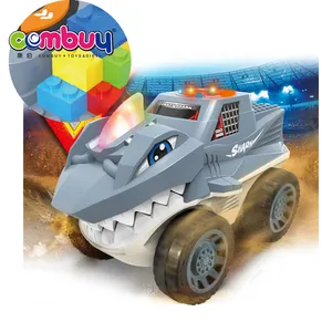 Éclairage musique bouton requin diy building block jouets enfants voiture électrique