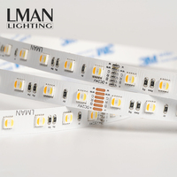 Bande lumineuse LED flexible intelligente 5-en-1 multicolore RGBWW RGB+CCT 12mm 12V/24V dimmable SMD5050 60 LED/m