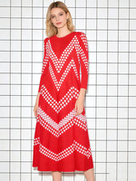 Robe longue plissée décontractée élégante de style coréen, grande taille, à manches longues et col rond