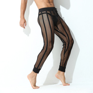 Nouveau Style Hommes Élégant Sexy Mesh Long Pantalon Cordon Scène Performance Dancerwear Pantalon - Product Image 3
