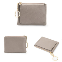 EC0258 Mini porte-monnaie porte-clés en cuir véritable petite pochette à fermeture éclair porte-clés
