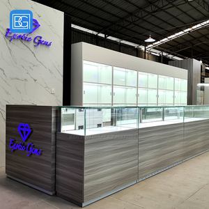 ויטרינת תצוגה לחנות קמעונאית, מדפים שקופים, בסיס עץ, ארון תצוגה שקוף איכותי למוצרים - Product Image 4