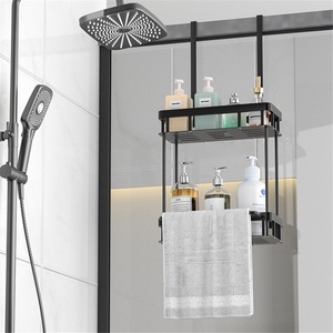 Étagères de rangement modernes à double niveau pour salle de bain, à suspendre derrière la porte, sans perçage, étanches, en acier inoxydable, pour douche et toilettes - Product Image 5