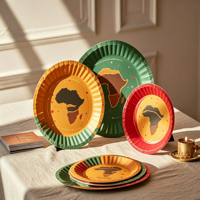 Assiette en papier biodégradable personnalisée avec impression dorée, argentée et or rose, jetable, pour dîner