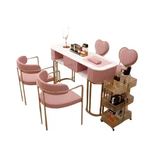Ensemble table et chaise pour manucure en marbre Table de manucure simple et double nordique Mobilier de salon de beauté européen économique simple