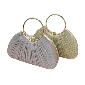 Women's Classic Vintage Fashion Pleated Evening Bag Versatile Polyester Shell <b>Handbag</b> Magnetic Closure Chain Strap 1L Capacity - Product Image 6