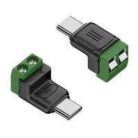 Adaptateur USB-C Femelle vers Bornier 2 Broches 5V 3A, Connecteur de Charge Sans Soudure pour Réparation et Remplacement DIY