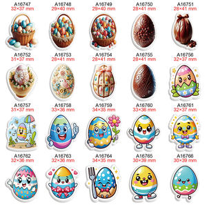Joyeuses pâques dessin animé vacances Flatback résine planaire imprimé breloques pour bricolage Hairbow téléphone décorations 50 pcs/Lot cheveux accessoires - Product Image 2