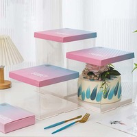 Boîtes à gâteaux en papier kraft transparentes carrées pour animaux de compagnie, avec fenêtre haute, personnalisables avec logo imprimé, recyclables, prix de gros, en vente