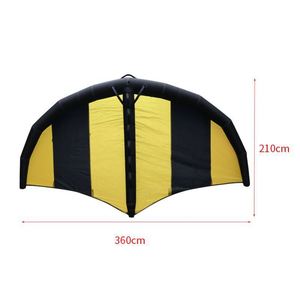 Planche de surf gonflable à voile, planche de SUP sans moteur, <span class=keywords><strong>cerf</strong></span>-<span class=keywords><strong>volant</strong></span>, planche de glisse terrestre, planche de voile à vent manuelle, noir/jaune - Product Image 3