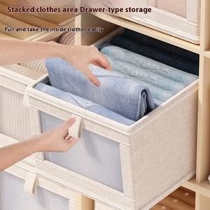 Cotton and Linen Fabric Can Be Window <b>Storage</b> Drawer Type <b>Clothes</b> Organizer Household Large Foldable <b>Storage</b> Box - Product Image 3