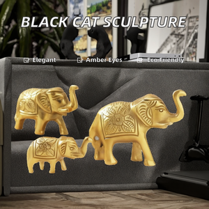 Pièces décoratives en métal sculptées à la main en forme d'éléphant, présentées dans des boîtes cadeaux, conçues avec des détails complexes pour des maisons élégantes, des cadeaux et des collections. - Product Image 2