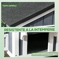 Rumah Kucing Outdoor Kayu Fir Modern dengan Jendela Pot Bunga - Abu-abu |   Beberapa Pintu Masuk Atap Tahan Air
