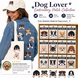 Parches bordados termoadhesivos y para coser de razas de perros: Rottweiler, Bulldog, <span class=keywords><strong>Collie</strong></span>, Poodle, Corgi, Pug, Shiba - Product Image 3