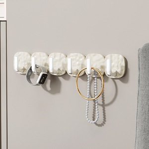Glacier Pattern Row <b>Hooks</b> 6-Piece Set Transparent Gold <b>Adhesive</b> Bathroom <b>Hooks</b> Easy Installation Contemporary Style - Product Image 2