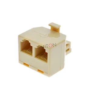 Convertidor de teléfono RJ11 Adaptador T a conector dual 6P4C Divisor de adaptador de enchufe hembra dual