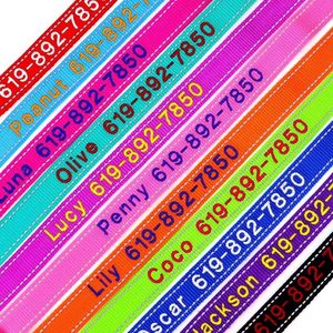 Custom Embroidered Dog <b>Collars</b> Personalized Reflective Nylon <b>Pet</b> Outdoor Safety <b>Collars</b> All Seasons Monochrome Letter Pattern - Product Image 1