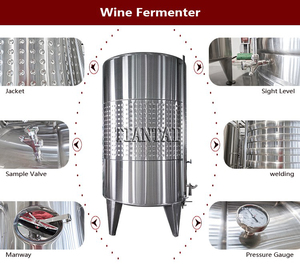 Cuves de fermentation de vin rondes carrées de 8000 L, à paroi simple/double de 3 mm/4 mm, avec ceinture/serpentin de refroidissement 8000 L - Product Image 2