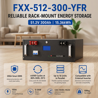 Batería de Almacenamiento de Energía para el Hogar Fuxile FXX-512-300-YFR de 19 Pulgadas para Montaje en Rack, LiFePO4, 51.2V, 300Ah, 15.36kWh, BMS de 200A, 6000 Ciclos de Vida Útil
