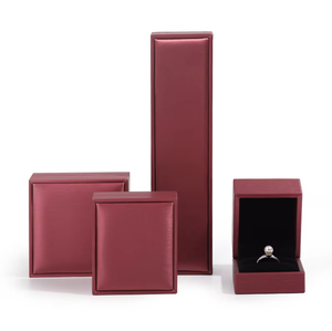 Wholesale PU Leather Rectangular Jewelry Box Earring Necklace Pendant Custom Logo Elegant Jewelry <b>Boxes</b> with <b>Black</b> Sponge Lining - Product Image 2
