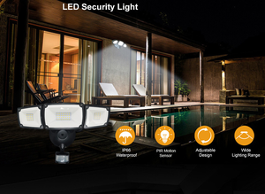 Điều khiển từ xa thông minh ba đầu an ninh ánh sáng <span class=keywords><strong>LED</strong></span> đêm nhẹ Lũ lụt Ánh sáng an ninh cảm biến chuyển động ánh sáng trong nhà/ngoài trời cho g - Product Image 4