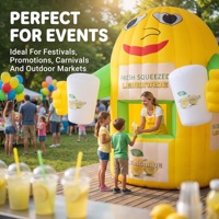 Kiosque publicitaire gonflable étanche pour limonade avec logo personnalisé, ventilateur intégré et alimentation secteur