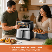 Nouvelle Friteuse à Air Électrique Moderne Classique 8,5 L en Acier Inoxydable, Grande Capacité Carrée, Sans Huile, pour Usage Domestique, Modèle International