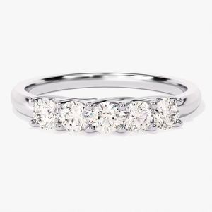 Five Stone Half Setting Diamond Eternity Band 18K 14K Solid Gold Lab Grown Diamond Wedding Rings for Women Men - Product Image 4