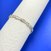 Bracelet croix en argent sterling S925, moissanite, bicolore, entièrement pavé, design luxueux, bijoux fins pour femmes, cadeau