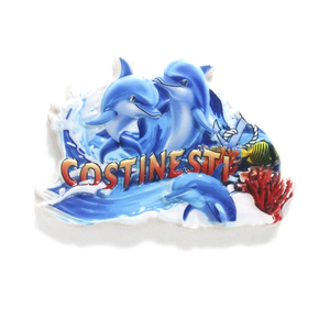 Aimant de réfrigérateur imprimé en gros personnalisé 3D résine plage océan dauphin marin roumanie aimant de réfrigérateur souvenir Costinesti - Product Image 4