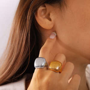 Fashion <b>Rings</b> Geometric Shape Irregular Design Unisex Party Jewelry Gold <b>Silver</b> Tone - Product Image 4