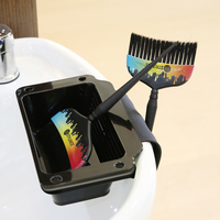 Kit d'outils pour coloration capillaire 3 pièces : pinceaux larges, 1 support en silicone, manchon d'aspiration, bol de coloration - Outil professionnel de salon réutilisable