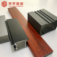 Perfil de Aleación de Aluminio con Acabado de Grano de Madera, Tubo Cuadrado y Rectangular para Ventanas, Puertas y Marcos de División del Hogar