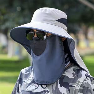 Sombrero de pescador para hombre de verano con visera desmontable, protección solar, ala ancha, para exteriores, transpirable, con cubrecuello para adultos - Product Image 1