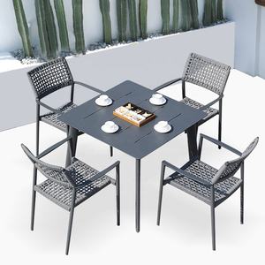 Muebles de exterior modernos Juego de comedor moderno Mesas y <span class=keywords><strong>sillas</strong></span> de exterior de aluminio para <span class=keywords><strong>terraza</strong></span> de negocios - Product Image 3