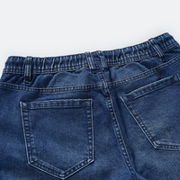 Jean slim déchiré bleu moyen pour homme, taille élastique avec cordon de serrage, denim délavé, OEM, marque privée DJSS2601M