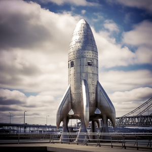 사용자 정의 거대한 야외 현대 공간 테마 아트 금속 거울 폴란드어 로켓 대형 스테인레스 스틸 만화 로켓 배 조각 - Product Image 3