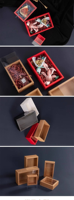 Boîte en papier artistique personnalisée avec fenêtre transparente en PVC, impression dorée à chaud, vernis UV sélectif, fermeture magnétique, matériaux recyclés pour emballage cadeau et artisanat