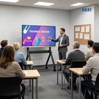 Интерактивный моноблочный дисплей HRAY 75 дюймов с двухдиапазонным подключением, ультратонкой рамкой из алюминиевого сплава, доступна кастомизация OEM и ODM