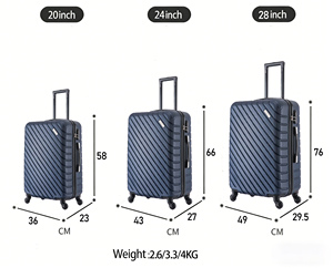 En Gros Sets de Bagages Valises à Roulettes Spinner en ABS avec Logo Personnalisé, Sets de 3 à 7 Pièces Valises de Voyage à Poignée Large Unisexe - Product Image 3
