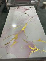 Panneau mural décoratif doré, panneau en PVC à motif marbré, panneau UV 1220*2440*3mm pour décoration intérieure