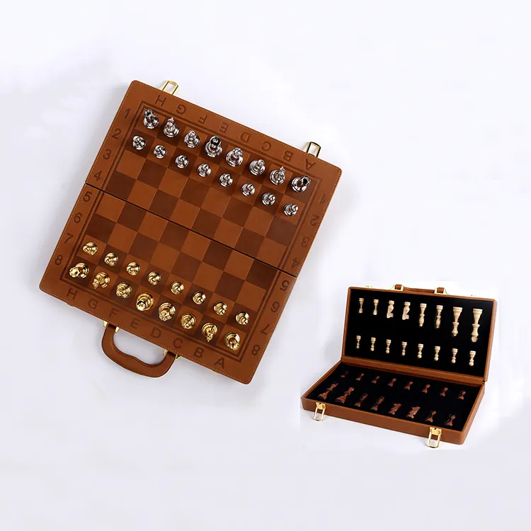 Уличные складные магнитные шахматы, роскошный набор ручной работы для кемпинга, кожаная Магнитная Шахматная настольная игра